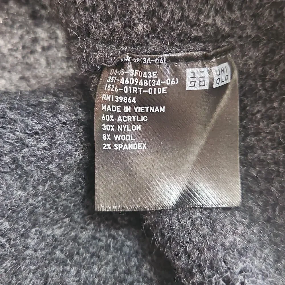 Uniqlo Sweater Mens Medium Grey Pullover Mock Neck Acrylic/Wool Blend Sweater